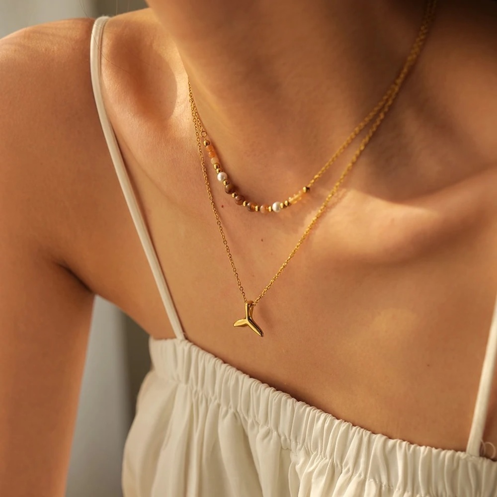 18k Gold Plated Mermaid Beads Necklace - Picture 5 of 9